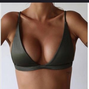 Army Green Sexy Slim Swim Suit Top